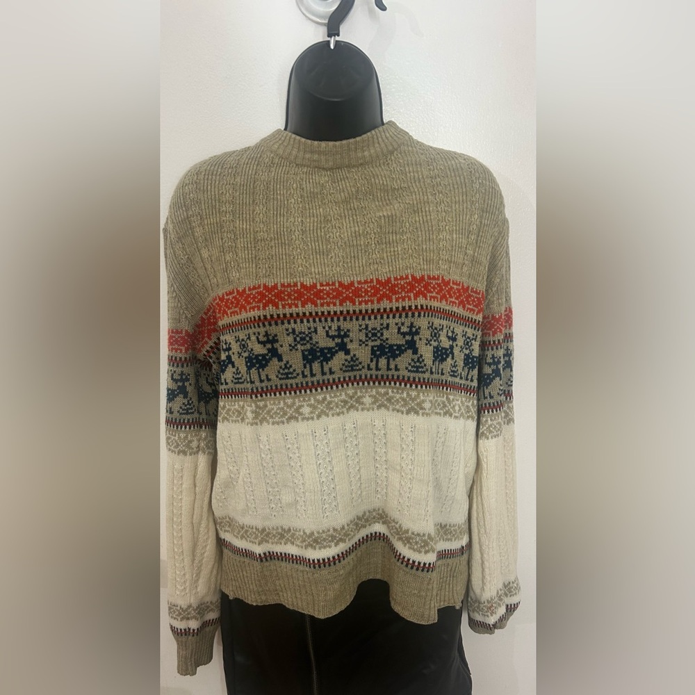 Vintage Cozy Reindeer Knit Sweater Apres ski